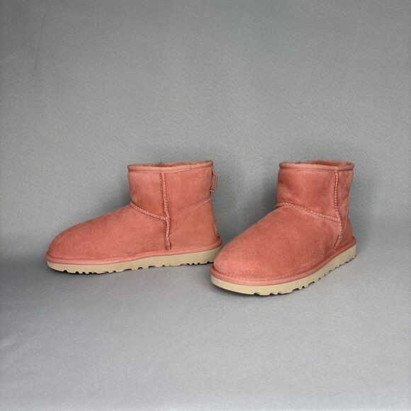 New Womens UGG Australia Boots Sz 8 Classic Mini Pinkish Red (Clay Pot) Booties - Picture 4 of 15